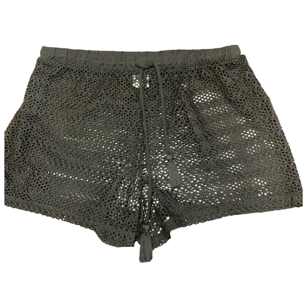 No Boundaries Black Crochet Mesh Tassel Drawstring‎ Shorts  Medium 8-10
